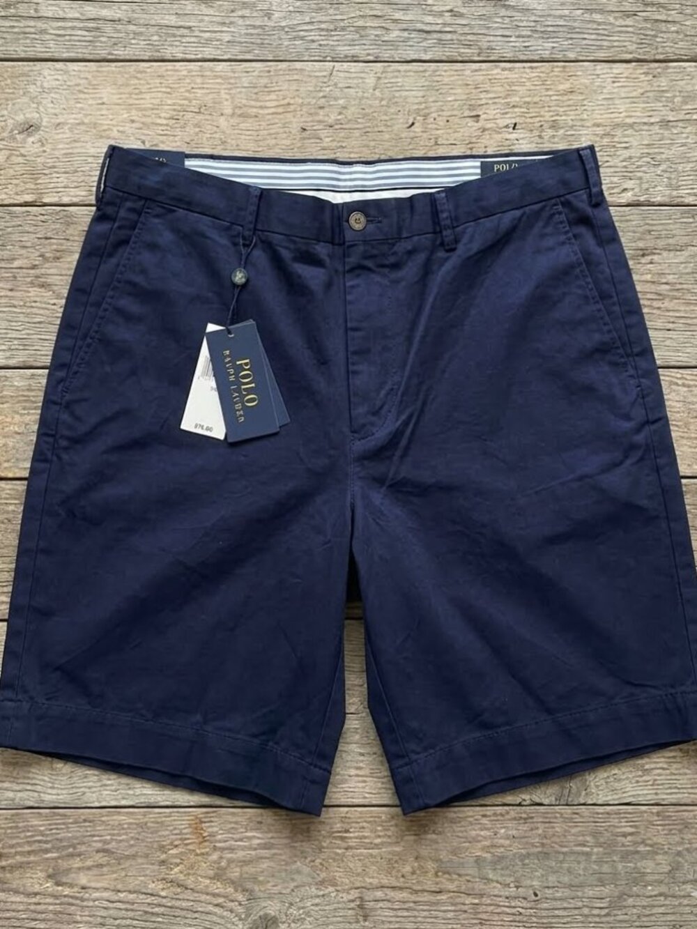 Polo Ralph Lauren Cotton Stretch Blue Classic Fit Chino Shorts Men's 42 NEW
